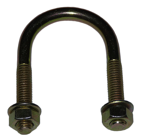 Gold passivated mild stell round head U-bolt – 48mm x 27mm x M6 – includes 2 x nuts & 2 flat washers